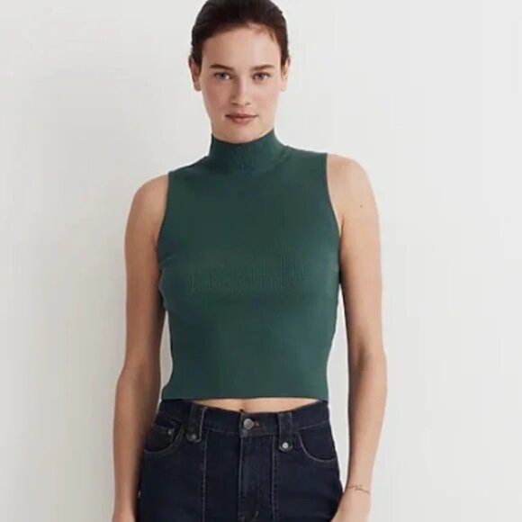 Madewell The Signature Knit Mockneck Sweater Tank Spruce Green Small - Picture 1 of 5